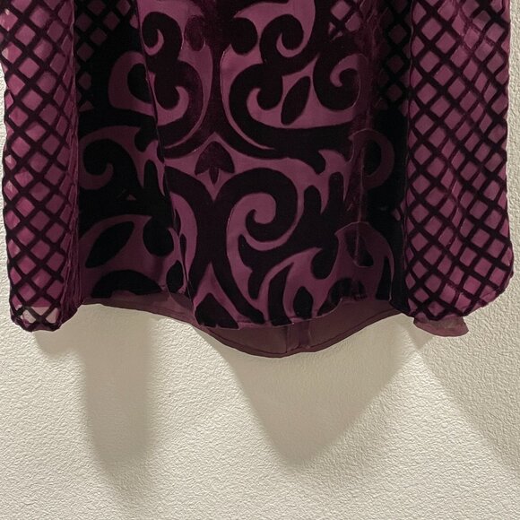 LANE BRYANT Burnout Velvet Sheer Short Raglan Sleeve Top Burgundy Women 18/20 - Picture 3 of 8